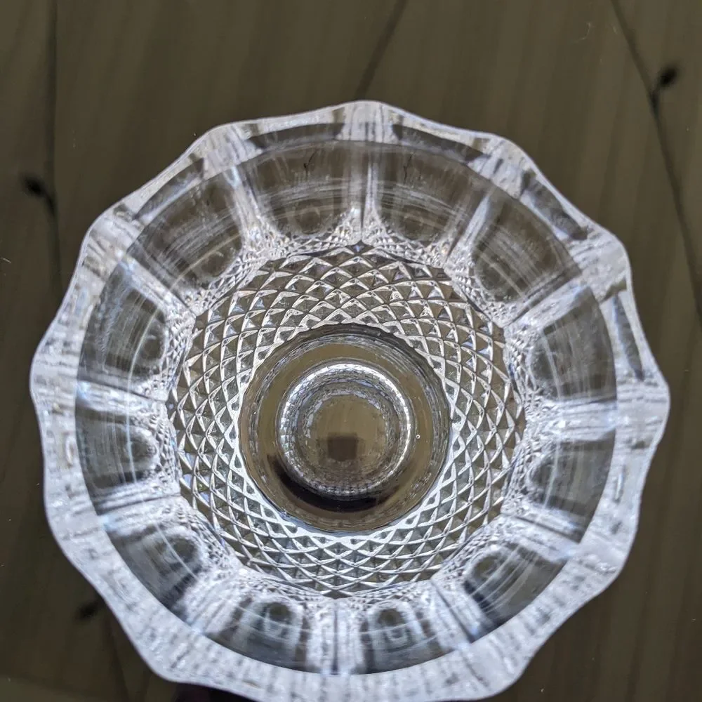 Cut Lead Crystal Sugar Creamer Tray Set Germany Hobnail Exquisite Detail MCM